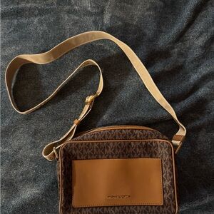 Michael Kors Tan and Brown Messenger Bag